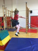 Mrs Barr/Mrs Finch’s class enjoyed using the large apparatus this week in PE class.